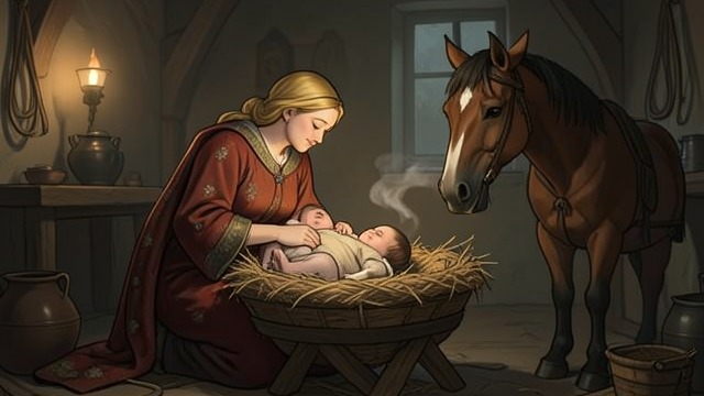 A Stable Becomes Shelter from "Kalevala". A Stable Becomes Shelter Help from an unexpected source Mariatta asks the horse to breathe warmth upon her.