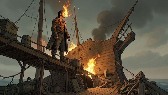 The Ship Is Burned from "Kalevala". The Ship Is Burned Departure blocked The slighted woman burns Lemminkainen’s vessel before he can sail.