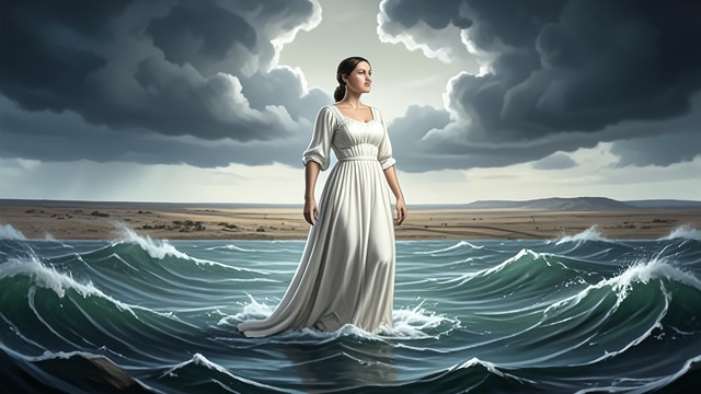 The Maiden Descends from "Kalevala". The Maiden Descends A world not yet made The sky-maiden leaves the open reaches of heaven and enters the sea.
