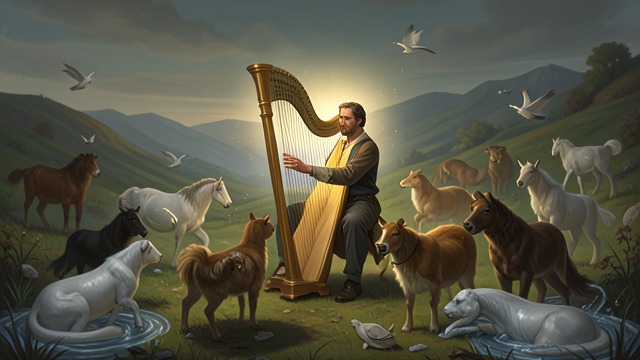 The Harp Gathers Listeners from "Kalevala". The Harp Gathers Listeners Song crosses boundaries Animals, birds, people, and beings of water gather around Wainamoinen’s music.