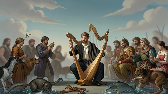 The Singer Unites the Listeners from "Kalevala". The Singer Unites the Listeners A shared act of attention Wainamoinen plays and sings, drawing people, beasts, birds, and water-dwellers toward him.