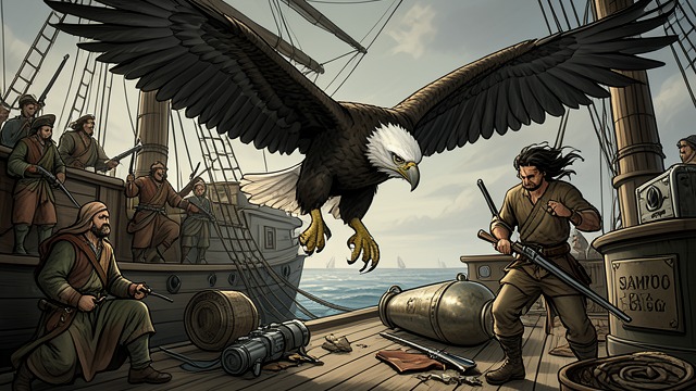 Louhi Attacks as an Eagle from "Kalevala". Louhi Attacks as an Eagle A ruler takes flight Louhi becomes a vast eagle carrying armed fighters and descends on the returning ship.