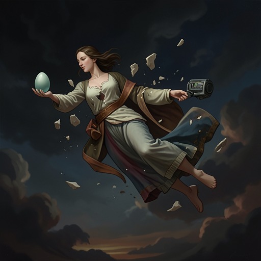 The World Emerges from the Cosmic Egg from "Kalevala". This flow traces the formation of the world from the sky-maiden’s floating body and the fragments of a duck’s broken eggs.