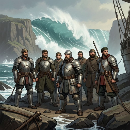 The Sampo Expedition and Sea Battle from "Kalevala". This flow follows the heroes’ preparations and capture of the Sampo, Louhi’s pursuit, and the treasure’s shattering in the sea.