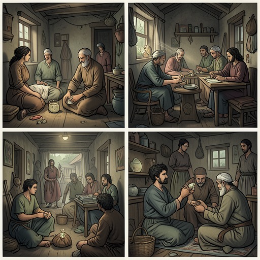 The Nine Diseases and Their Cure from "Kalevala". This flow follows Lowyatar’s birth of diseases, their arrival in Wainola, and Wainamoinen’s work to heal the afflicted.