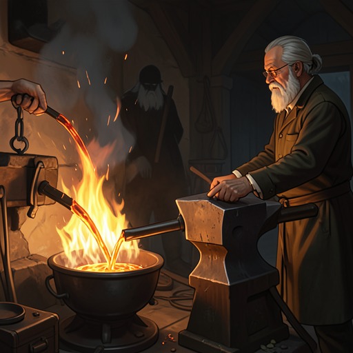 Iron’s Birth and Broken Promise from "Kalevala". This flow traces iron from divine origins through the smith’s work to its transformation into steel and its betrayal of a peaceful oath.