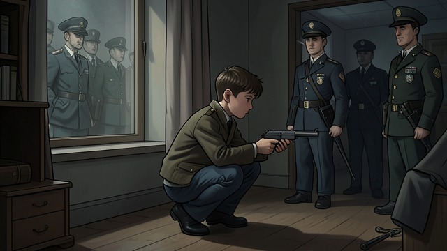 The Rainy Gunfight from "The Room". Playing Dillinger A Bedroom Becomes a Hideout On a rainy day, the boy turns a room into the setting for a gunfight with police.