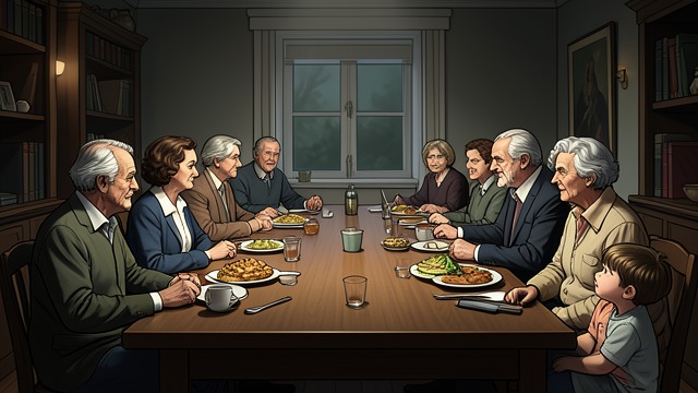 Shared Tables from "Utopia". Eating Together The Public Hall Residents gather in communal halls for meals organized according to the needs of each group.