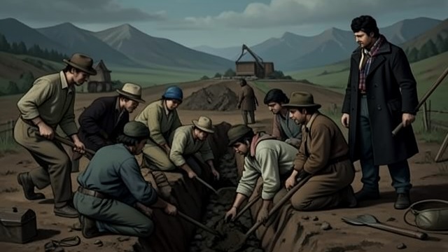 共同建设,《乌托邦》中的场景。开凿海峡的工程 新国家各地的劳动 乌托普斯下令开凿一条海峡,并让居民和自己的士兵都参与其中。 这项规模宏大的工程使阿布拉克萨得以与大陆在地理上隔开。 彰显领导权 这项工程将国家建设呈现为由权威引领的集体劳动。
