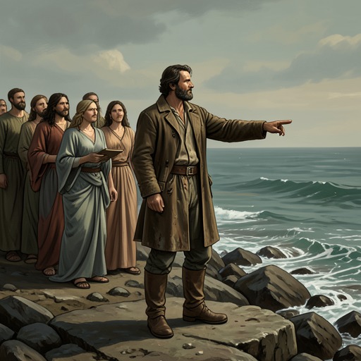 Raphael’s Journey to Utopia from "Utopia". This flow traces Raphael’s movement from overseas travel through encounters with unfamiliar societies to his life in Utopia.
