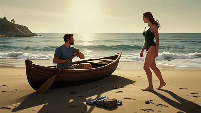 The Beach Encounter from "And Their Children After Them". A Lasting Impression An improbable meeting Anthony reaches Bare-Ass Beach by canoe and meets Stéphanie.