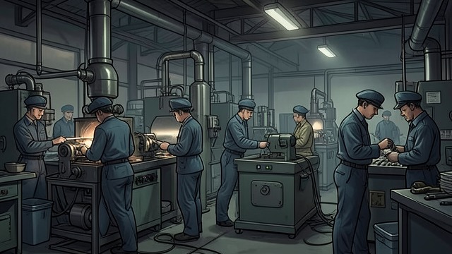 The 1998 Industrial Present from "And Their Children After Them". Still Inside the Factory Anthony at Gordon Anthony works in a metal-processing plant as France celebrates its World Cup success.