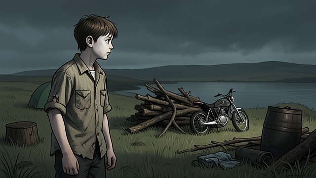 The Bike Disappears from "And Their Children After Them". The Empty Space Discovery at daybreak After the party, Anthony and his cousin find that the motorcycle has vanished from behind the woodpile.