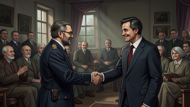 The Funeral Gathering from "And Their Children After Them". Recognition Across Old Divides Former coworkers meet At Luc Grandemange’s funeral and wake, Malek and Patrick greet one another as former Metalor colleagues.