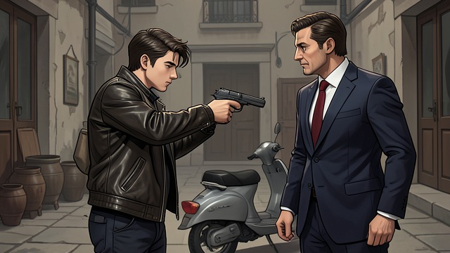 The Threat Fails from "And Their Children After Them". A Standoff Aborted Confrontation at the ZUP Anthony rides into the courtyard and aims the pistol at Hacine.