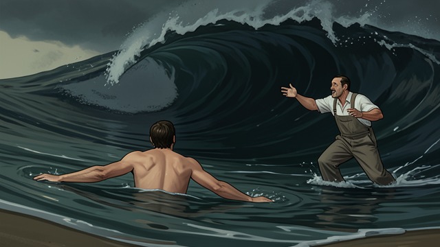 Patrick Walks In from "And Their Children After Them". A Second Vanishing A deliberate movement After searching for Anthony at the celebration, Patrick removes his clothes and swims away from shore.