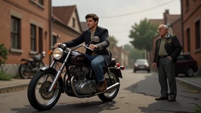 A Motorcycle Returned to Use from "And Their Children After Them". A Later Machine, A Different Choice Hacine’s Suzuki Years later, Hacine owns a Suzuki DR 125, and Anthony persuades him to hand over its key.