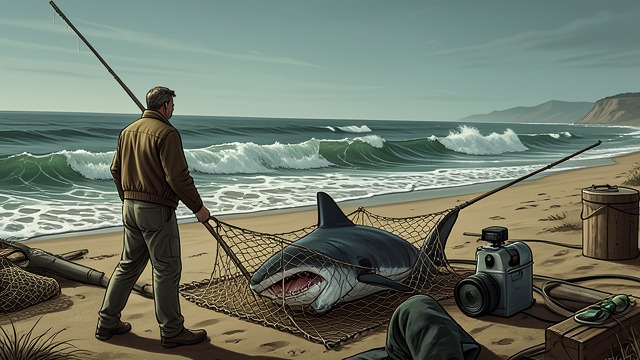 Human Cruelty from "Blueback". Human Cruelty Suffering caused by gear A hooked Tiger shark drags Costello’s buoy and dies in exhaustion.