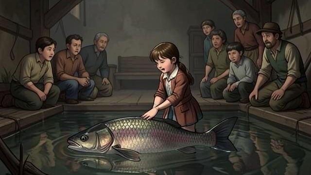 A Color Shared from "Blueback". A Color Shared A child encounters the fish Blueback’s scales shine as he approaches Little Dora and her parents.