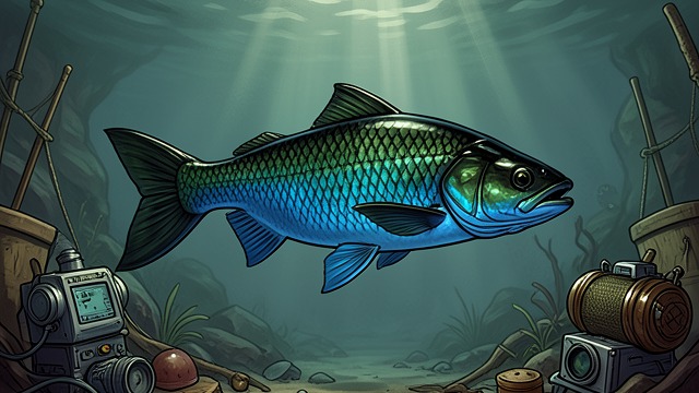 A Fish Like No Other from "Blueback". A Fish Like No Other Color and scale After the attack, Abel sees a huge fish with green-black scales and a vivid blue body.