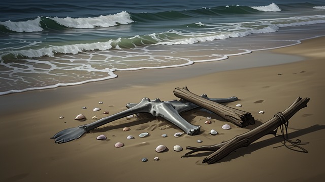 Buried Remains from "Blueback". Buried Remains An unseen past Whale bones lie beneath the sand at Longboat Bay, hidden from generations who walk above them.