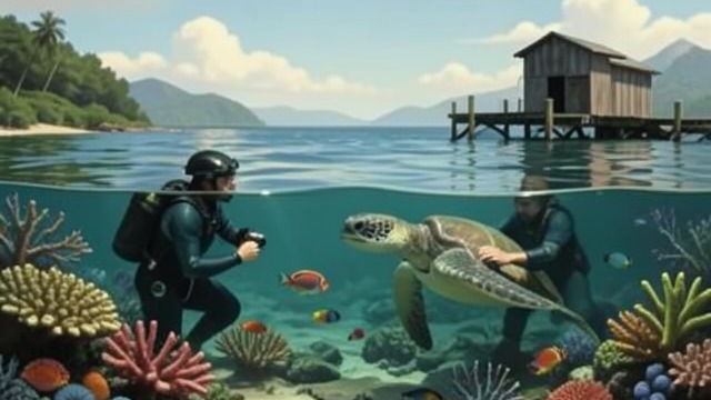 Visitors See the Change from "Blueback". Visitors See the Change A living example Divers visit to see Blueback and the restored reef.