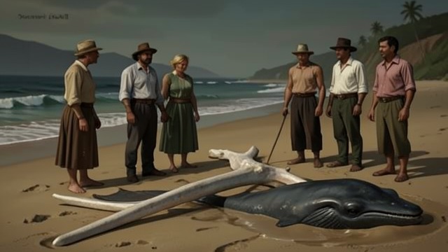 The Bones on the Beach from "Blueback". The Bones on the Beach History revealed The storm exposes whale bones left by earlier generations.