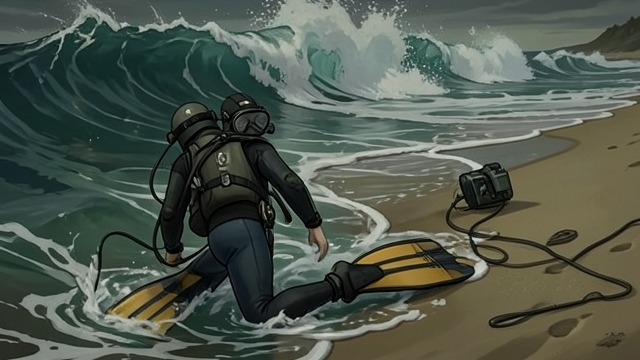 A Father Lost at Sea from "Blueback". A Father Lost at Sea A vanished diver Abel’s father is taken by a Tiger shark while pearl diving in Roebuck Bay.