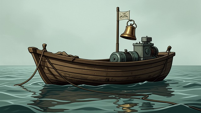 The Compressor Stops from "Blueback". The Compressor Stops An alarm Abel sees Mad Macka’s boat fall silent after the compressor has been running all morning. The air hose remains in the water.