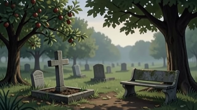 The Family Ground from "Blueback". The Family Ground A visible lineage A small cemetery stands behind the orchard, marking generations of Jacksons.