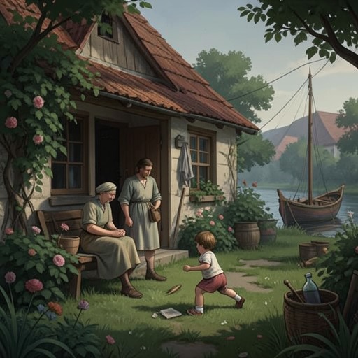 The Household at Longboat Bay from "Blueback". This flow follows the labor and self-sufficiency of the Jackson household and the changes brought by age, absence, and renewed family care.