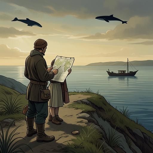 Whales and the Jackson Past from "Blueback". This flow traces the family’s changing relation to whales, from inherited whaling history to an encounter shaped by regret and restraint.