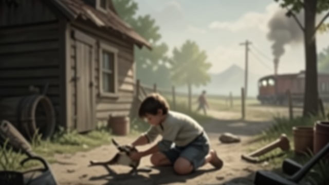 A Child on the Farm from "The Collini Case". A Child on the Farm A small world Nine-year-old Fabrizio Collini lives on a farm with his father and older sister.