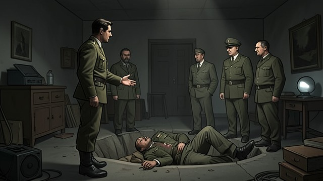 Witness to the Ravine from "The Collini Case". Witness to the Ravine Translating the orders The interpreter accompanies the prisoners and communicates the Germans’ commands.