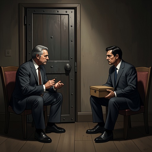 The Trial’s Competing Advocates from "The Collini Case". Leinen and Mattinger become opposing interpreters of the same record, each testing how far legal procedure can accommodate historical judgment.