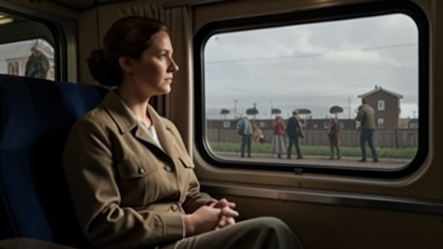 The Commuter’s Frame from "The Girl on the Train". Lives Through Windows A narrow view Rachel watches houses from the train and imagines the private lives inside them.