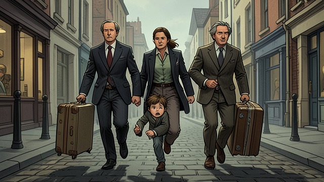 A Sudden Flight from "Matilda". Escape from Pursuit Mr. Wormwood announces that the family will leave for Spain, with police apparently pursuing his criminal associates.