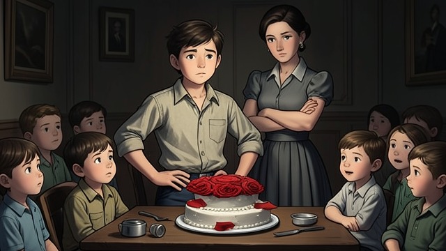 The Pupils Cheer from "Matilda". A Crowd Changes Sides The pupils urge Bruce onward as he continues eating despite fatigue.