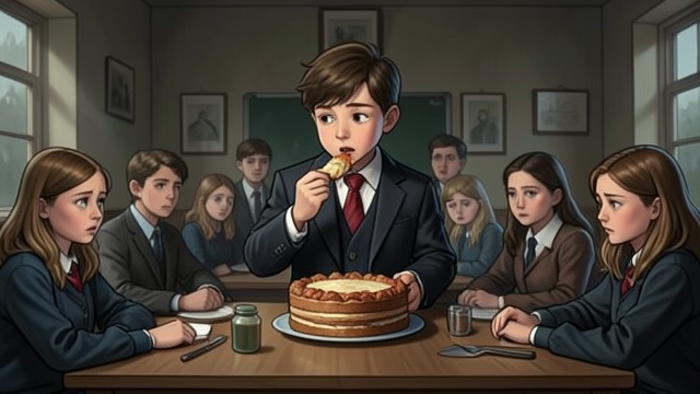 The Crowd Takes Sides from "Matilda". A Collective Contest Bruce keeps eating, and the pupils begin to see his effort as resistance rather than punishment.