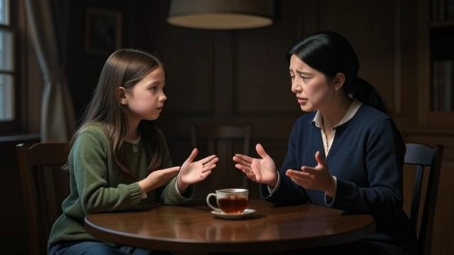 A History Shared Over Tea from "Matilda". Vulnerability Met with Care Miss Honey tells Matilda about her father, her aunt, and her impoverished life.