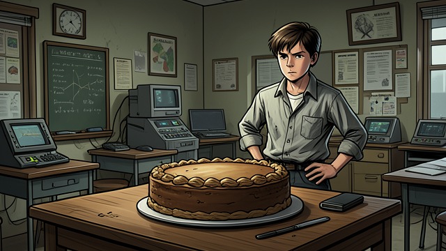 The Cake Set Before Him from "Matilda". A Challenge Disguised as Reward Miss Trunchbull presents Bruce with an enormous cake and demands that he eat it.