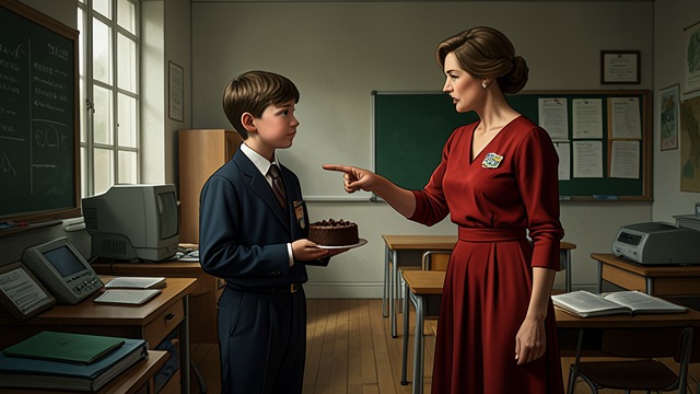 The Accusation from "Matilda". A Stolen Slice Miss Trunchbull summons Bruce Bogtrotter and accuses him of stealing her private chocolate cake.