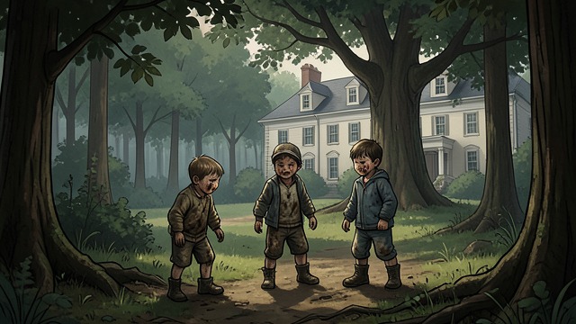 Three Children of Knocknaree from "In the Woods". A Shared Kingdom The Children’s Territory Rob, Peter Savage, and Jamie Rowan spend their days in the wood behind the Knocknaree estate.