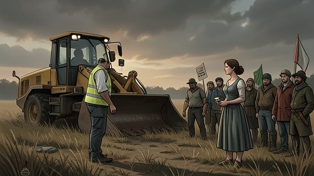Construction Erases the Landscape from "In the Woods". The final transformation A site becoming roadworks Rob Ryan returns to find machinery overturning the excavated ground and the remaining wood being cut down.