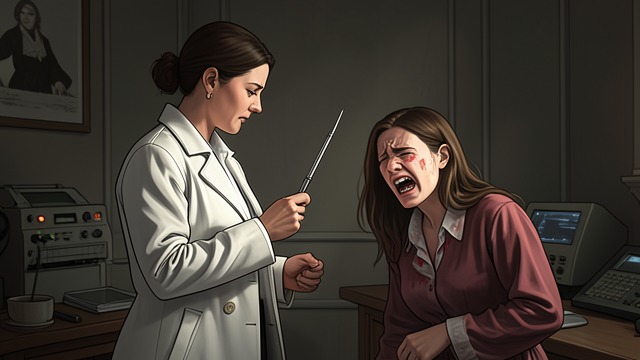 The Painful Intervention from "Happening". The Painful Intervention Work Under Pressure Madame P-R inserts the probe while Annie Duchesne cries out.