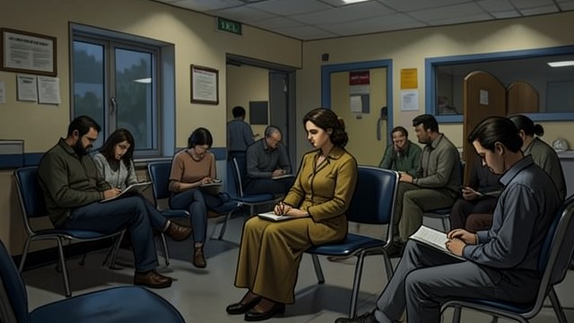 The Hospital Waiting Room from "Happening". The Hospital Waiting Room A New Test Annie Duchesne arrives at Lariboisière Hospital for an HIV test.
