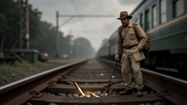 The Train Stops from "Around the World in Eighty Days". The Train Stops An unexpected gap Passengers learn that the track has not been completed between Kholby and Allahabad.