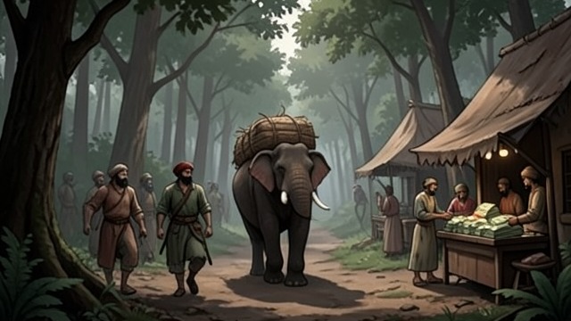 The Elephant Bargain from "Around the World in Eighty Days". The Elephant Bargain Scarce transport Fogg and his companions search the village for a way forward.