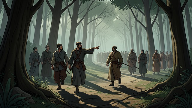 A Dangerous Route from "Around the World in Eighty Days". A Dangerous Route Beyond the railway The guide chooses a forest route to shorten the journey and avoids populated areas he considers dangerous.