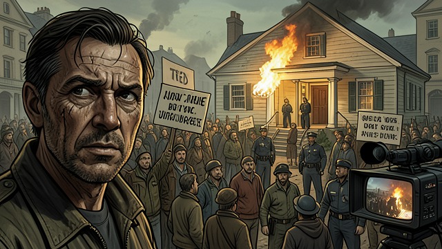 The Crowd Outside from "Crimson Lake". The Crowd Outside A private account goes public Fabiana’s covert recording of Ted’s porch conversation becomes a widely circulated news story.